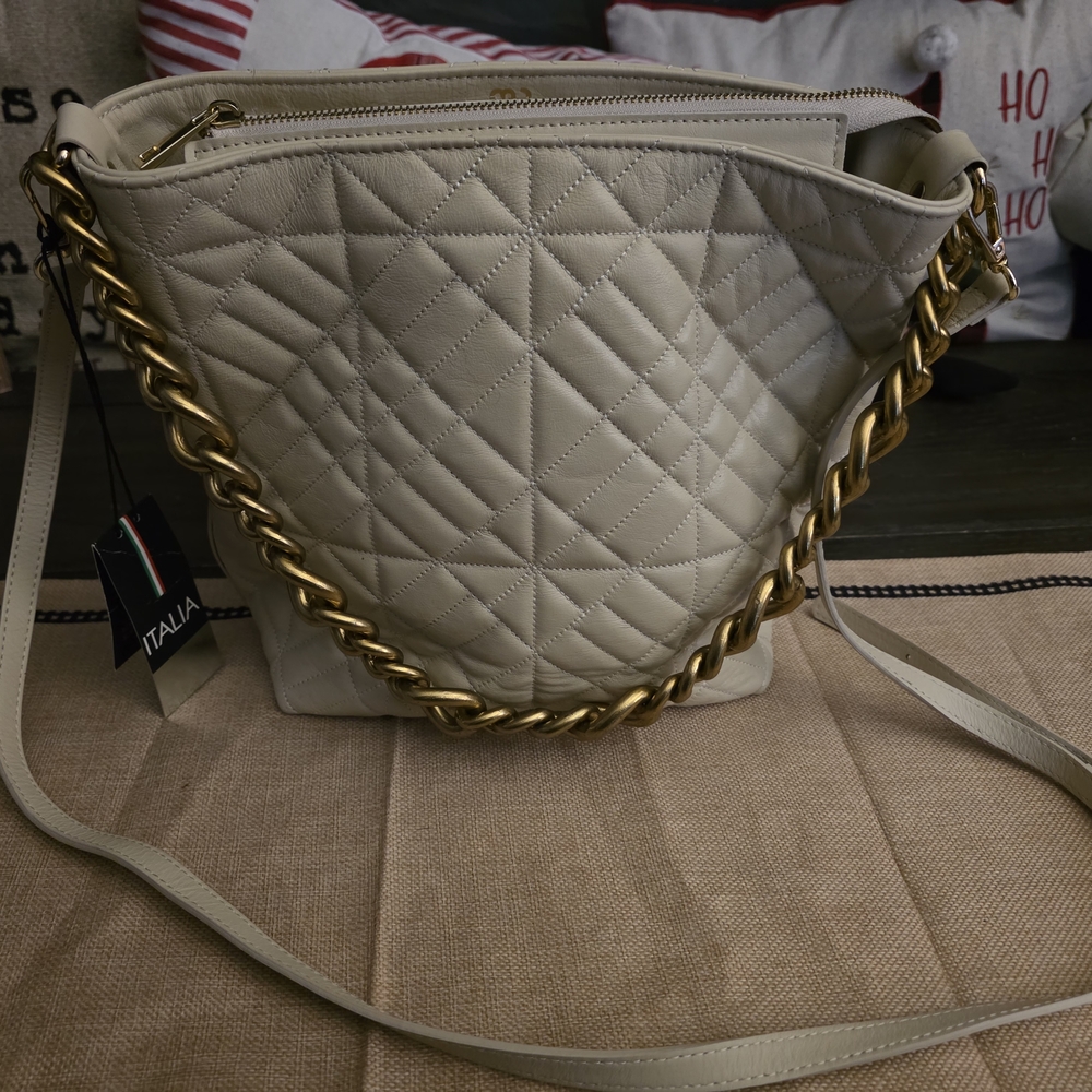 NWT Monica Bini Padded Chain Shoulder Bag